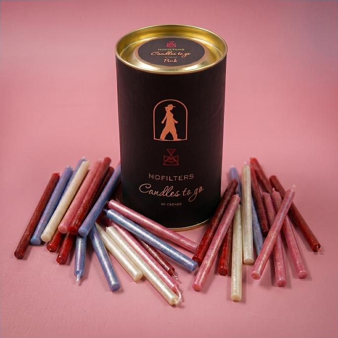 картинка Набор восковых свечей Candles to go Pink (Свечи с собой), 40 шт. от магазина NOFILTERS