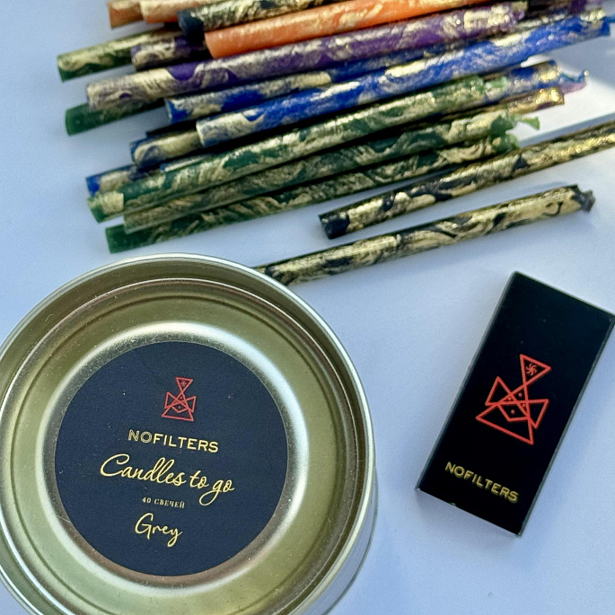 картинка Набор восковых свечей Candles to go Grey (Свечи с собой), 40 шт. от магазина NOFILTERS