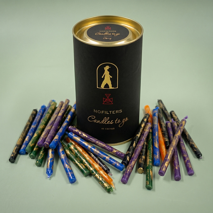картинка Набор восковых свечей Candles to go Grey (Свечи с собой), 40 шт. от магазина NOFILTERS